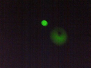 foto pendaran cahaya hijau dari tubuh jamur Mycena sp. Hehe, gak keliatan seperti jamur ya, malah kayak UFO...